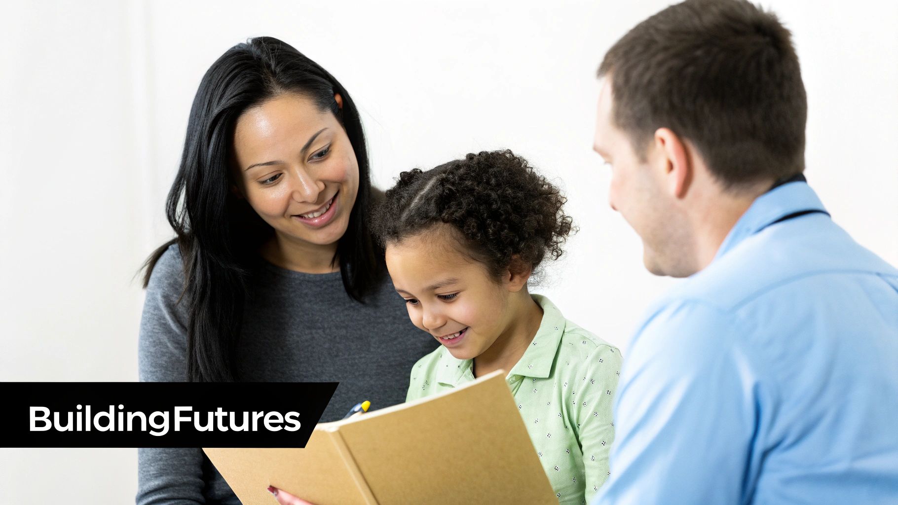 Your Guide to the child early intervention medical center 4 A diverse team of therapists collaborating around a table, looking at a child's developmental chart.