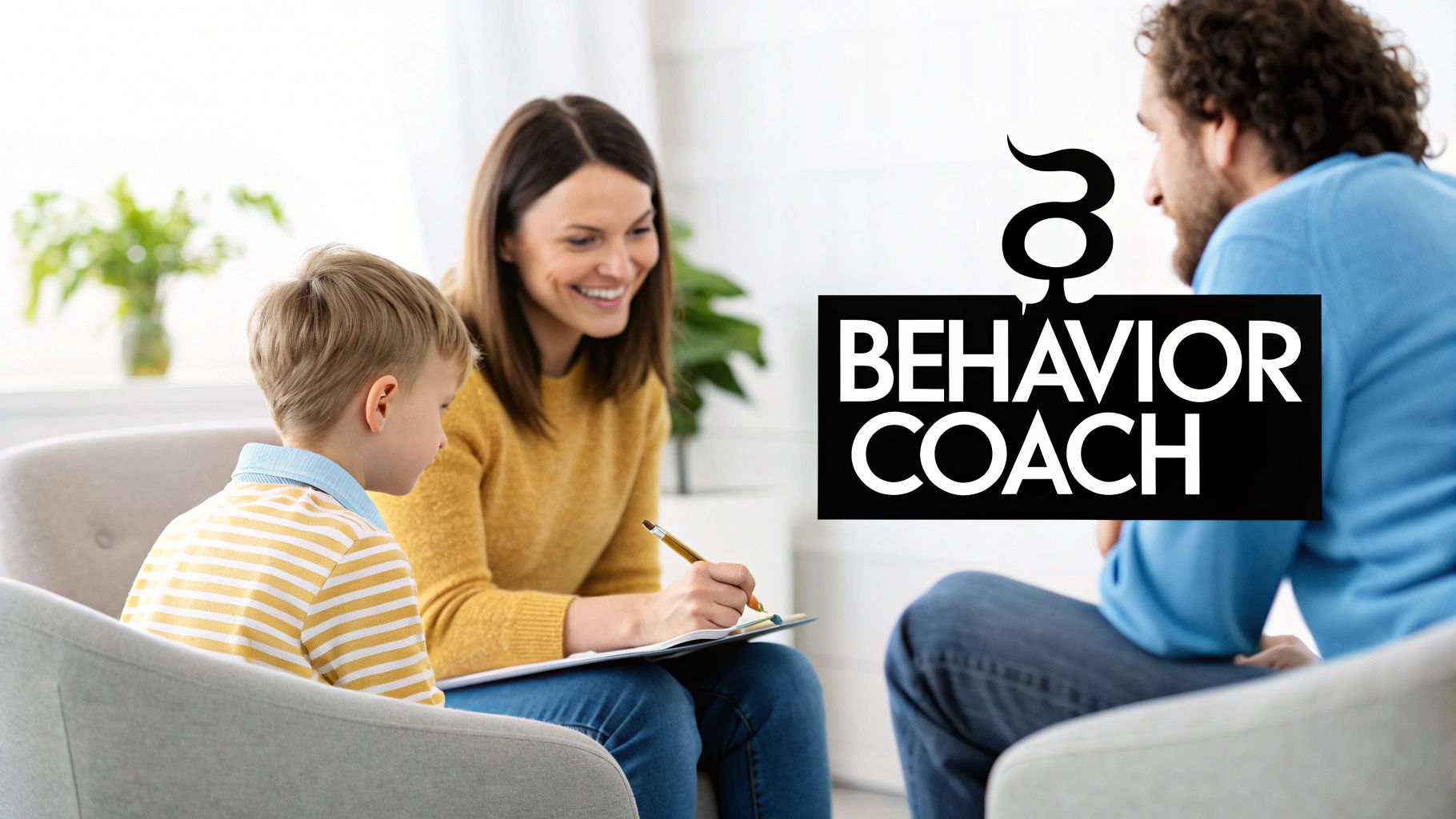 A young child and a therapist sitting on the floor, engaged in a playful, supportive activity.