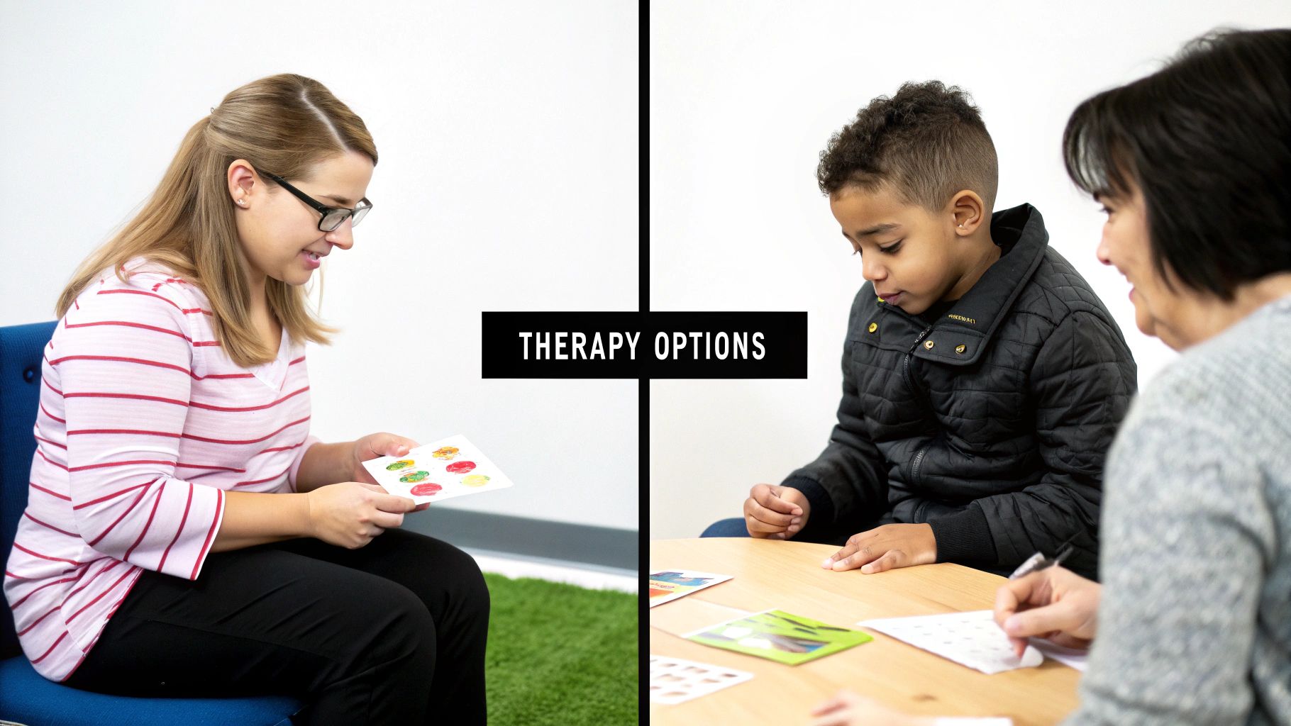 Your Guide to the child early intervention medical center 3 A therapist works with a young child on fine motor skills using colourful beads.