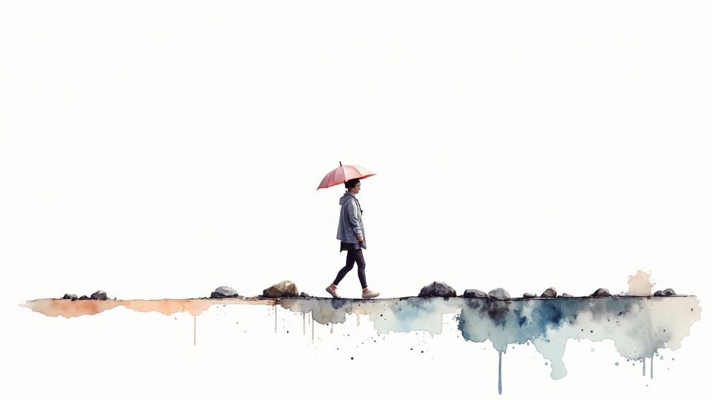 An agent looking stressed while working on a laptop in a modern office