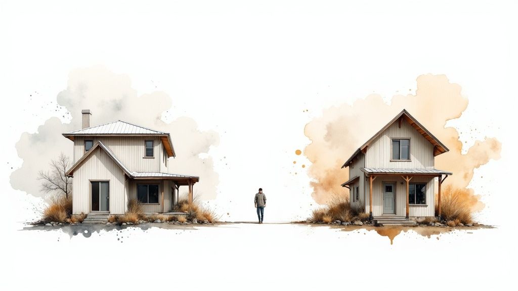 New home construction site with framing against a blue sky, symbolizing market competition.