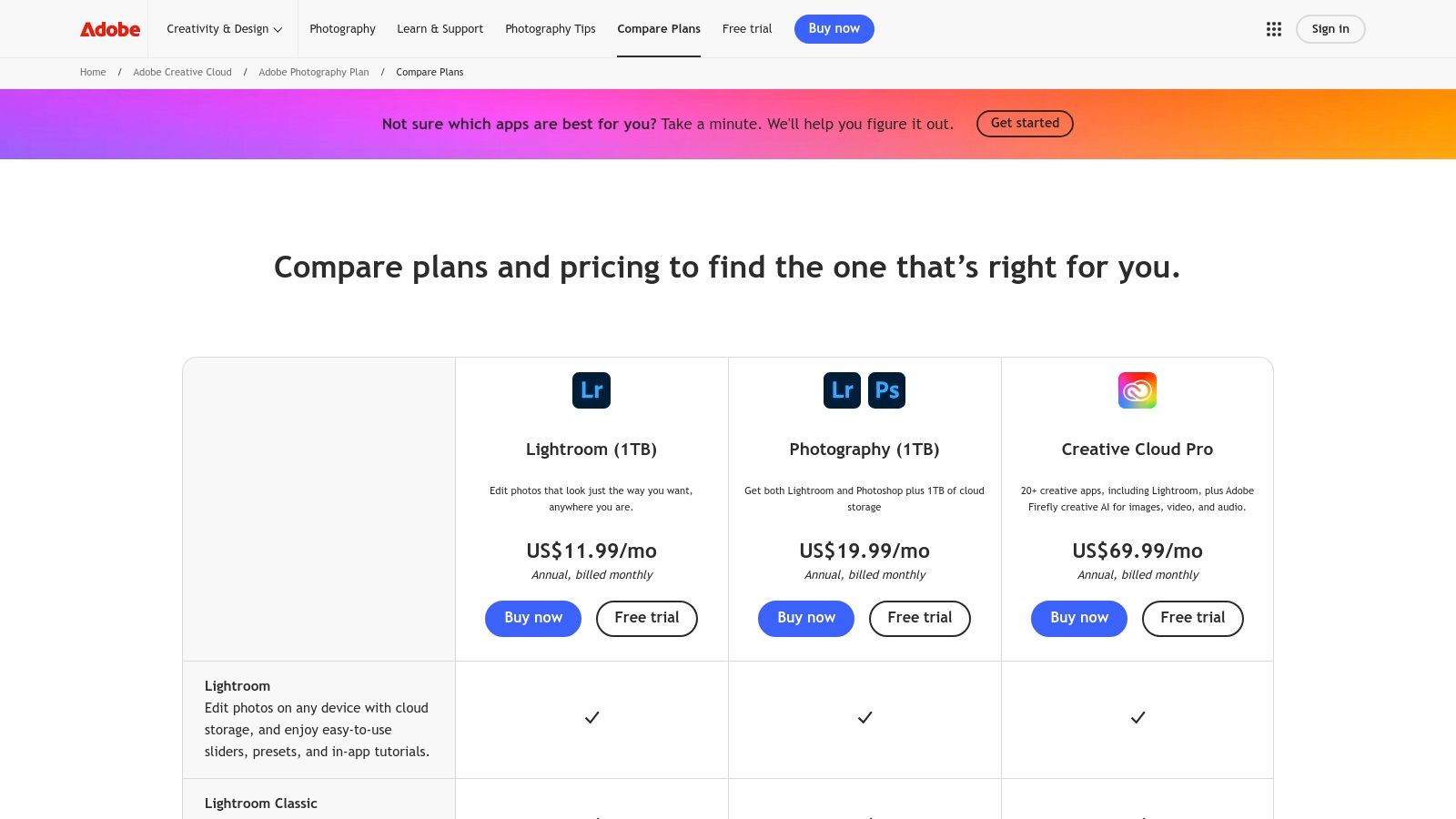 Adobe Creative Cloud Photography (Lightroom Classic + Photoshop)
