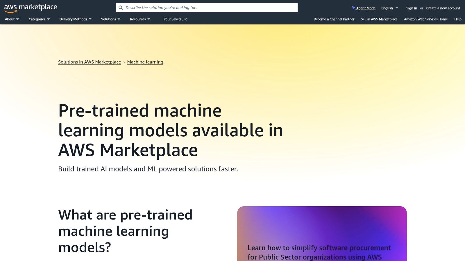 AWS Marketplace – ML & Pre-trained Models