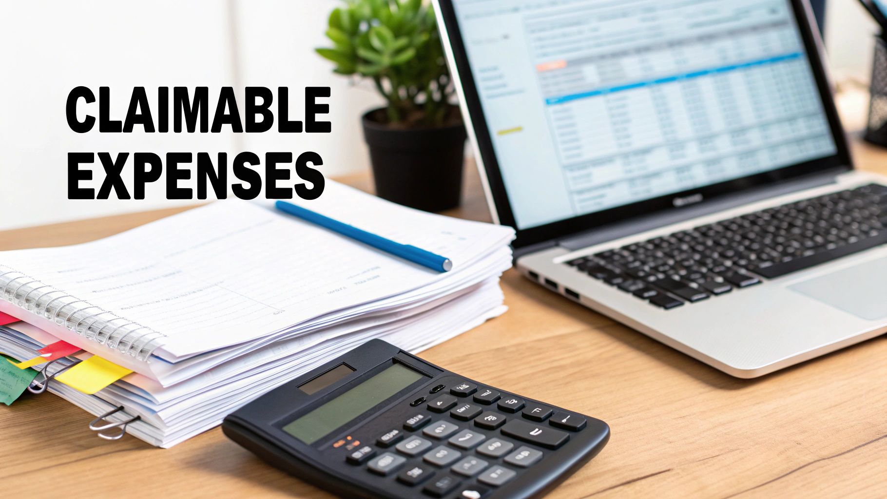 A magnifying glass hovering over a calculator and financial documents, symbolizing close inspection of expenses.