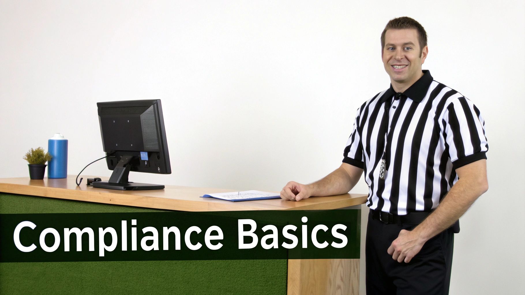 A person reviewing a rulebook in a professional setting, representing financial compliance.