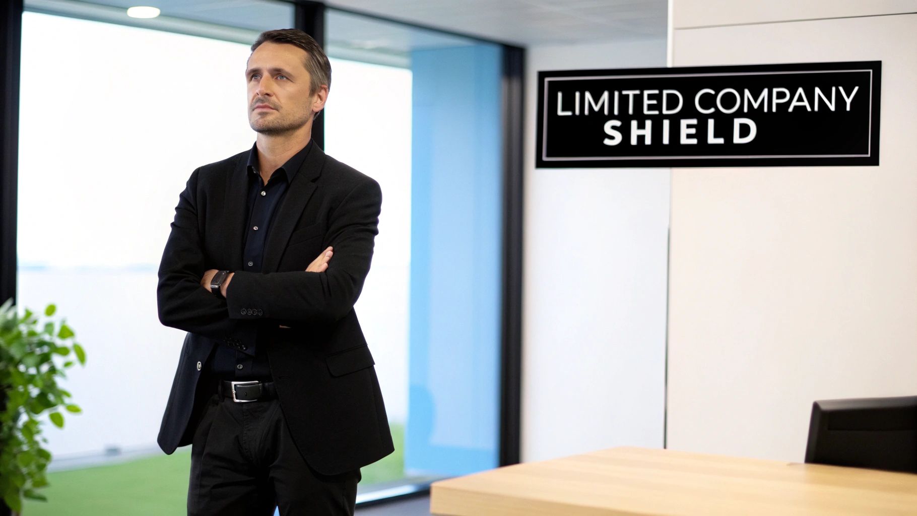 A group of professionals in a modern office, signifying the collaborative and formal nature of a limited company.