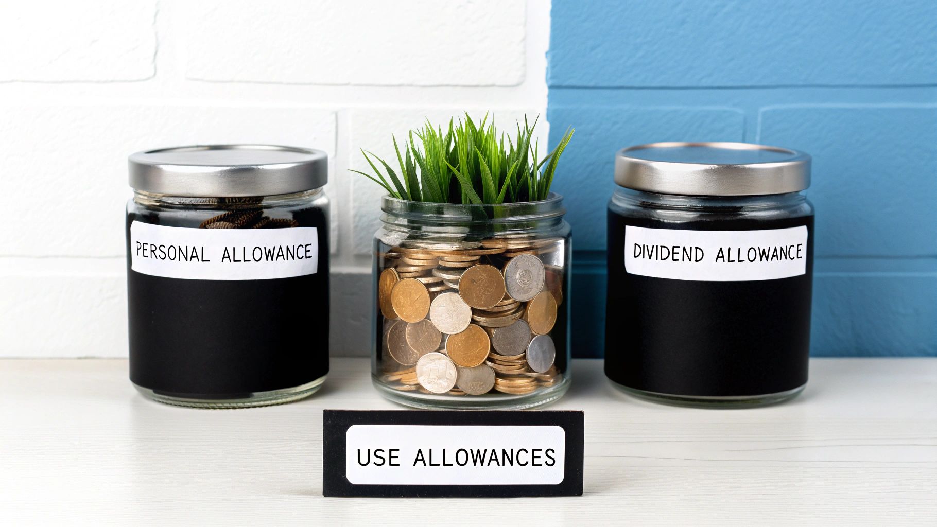 A stack of coins and a small plant, symbolising financial growth and tax planning.