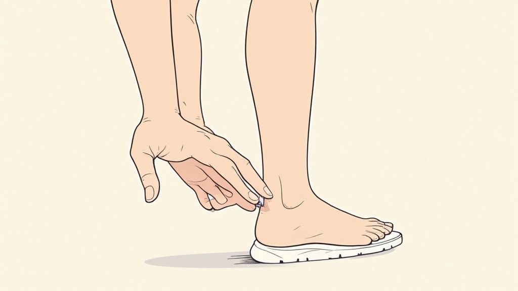 Child's heel in a properly fitted shoe.