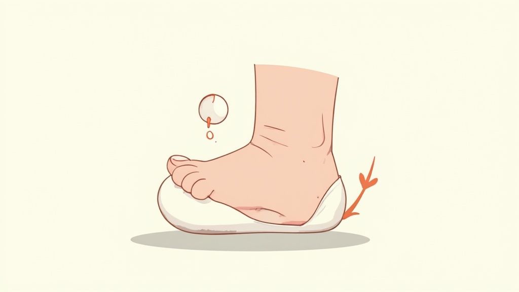 A close-up shot of a baby's feet in perfectly fitted, soft-soled shoes, with a parent's hands gently checking the fit.
