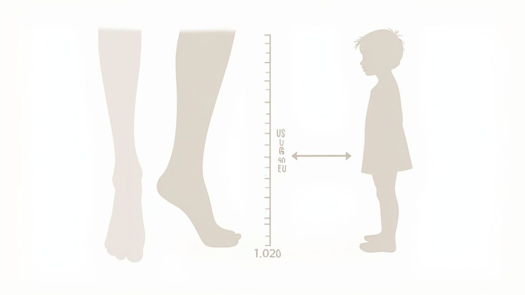 A young child's feet in colorful sneakers