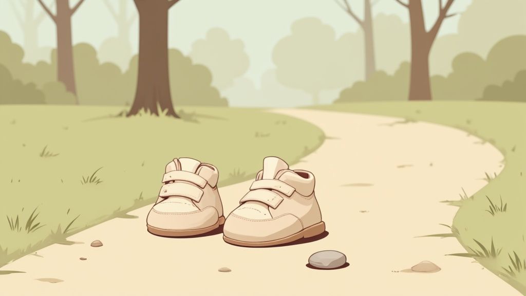 An infant wearing shoes while sitting on the grass outdoors