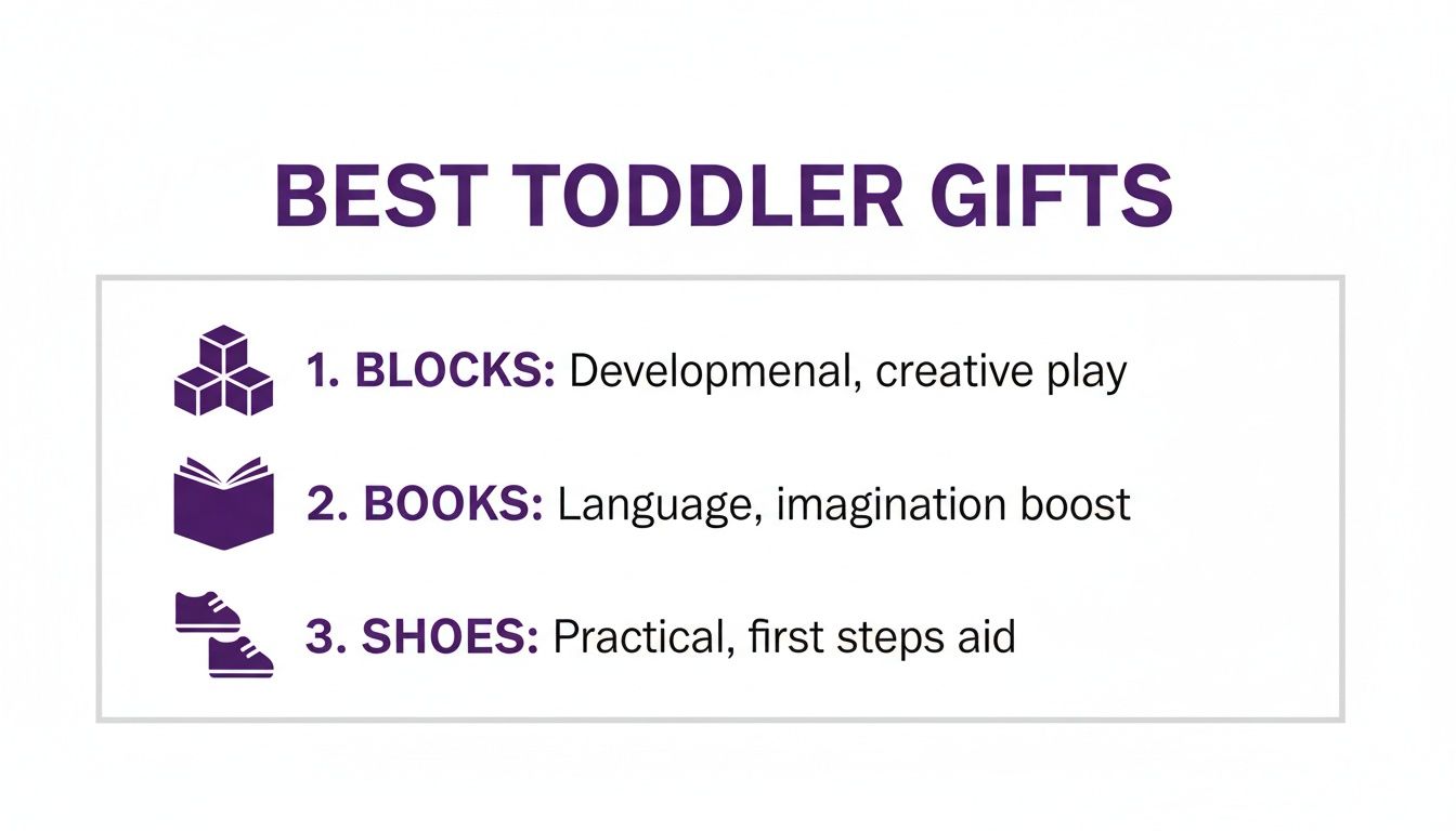 Infographic about best gifts for toddler boys
