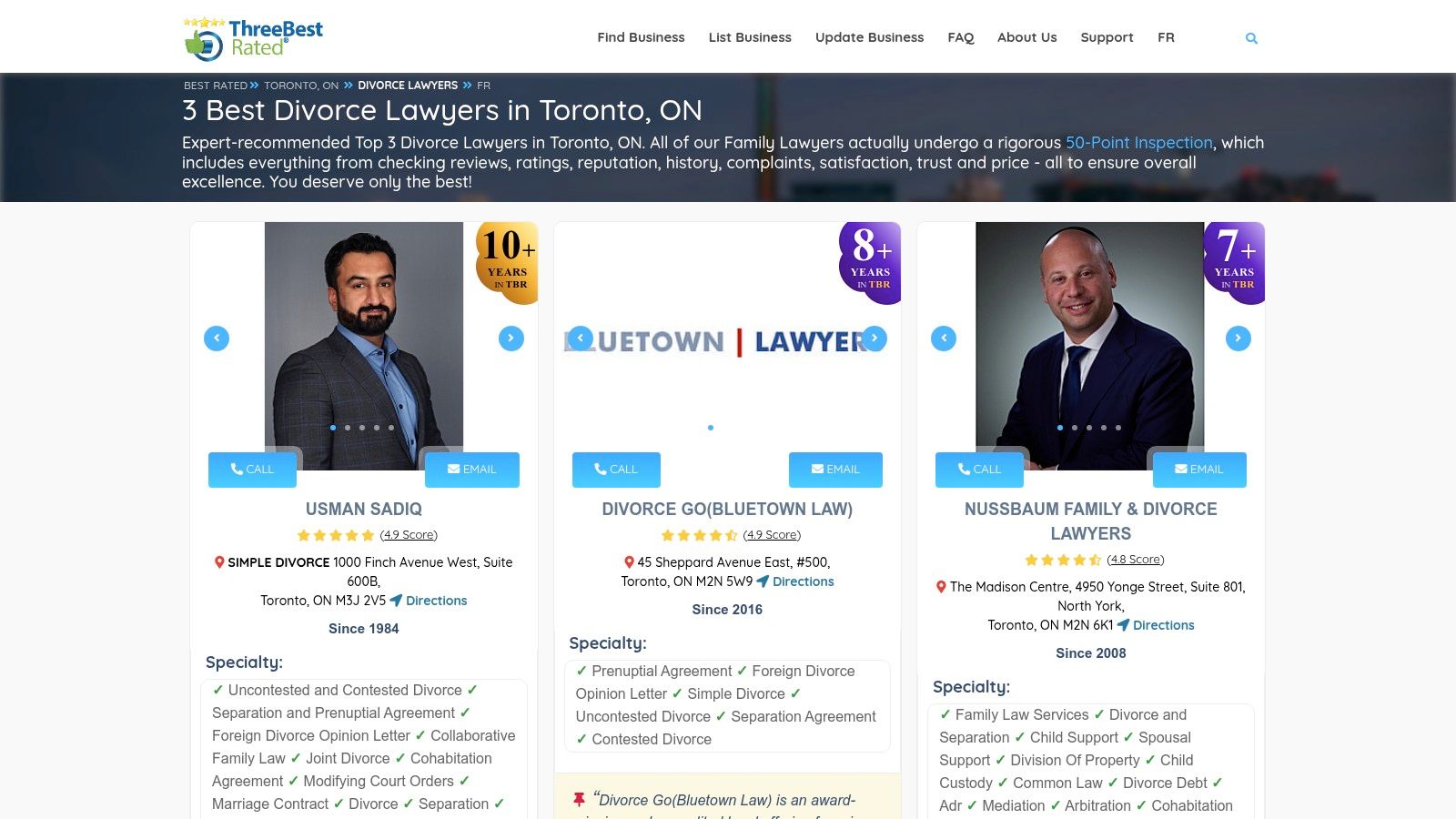 ThreeBestRated – Curated “Best Divorce Lawyers in Toronto”