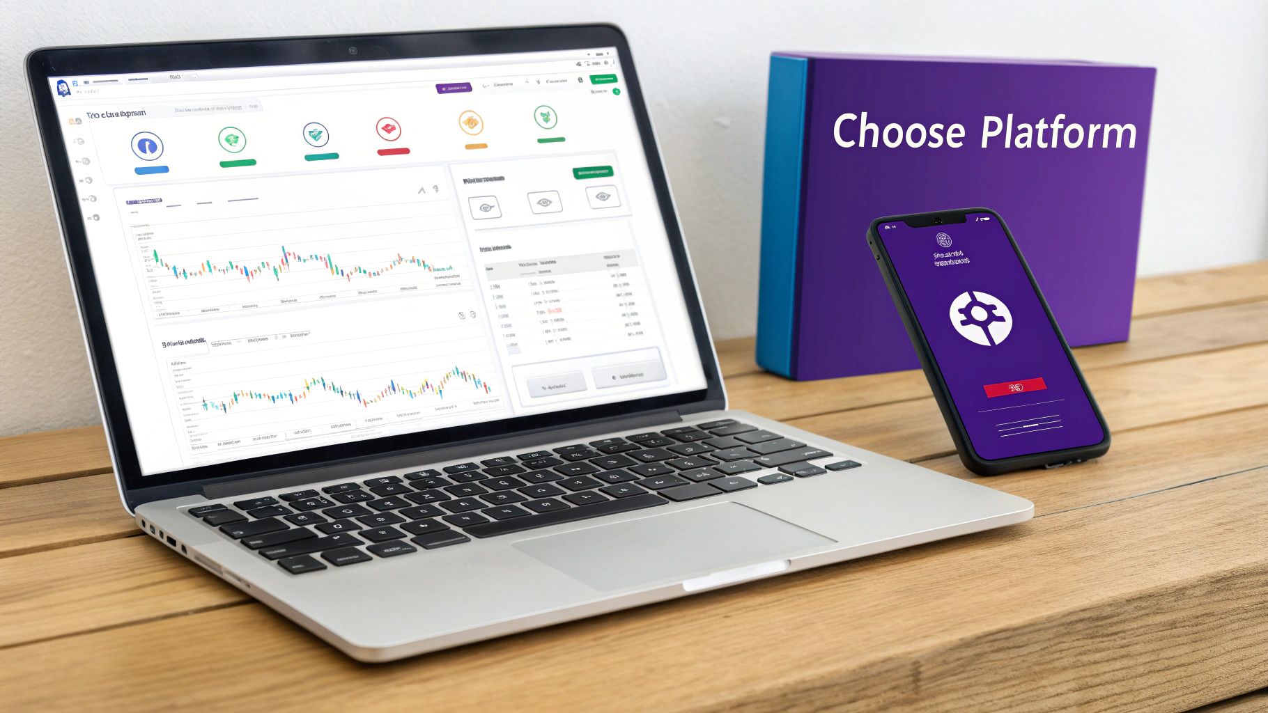 People discussing charts and data on a screen, representing the process of choosing a crypto platform.