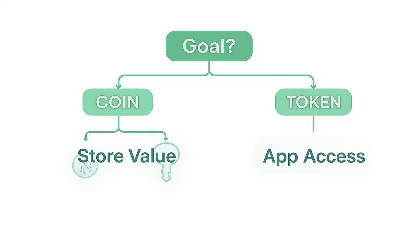 Infographic about difference between a coin and a token