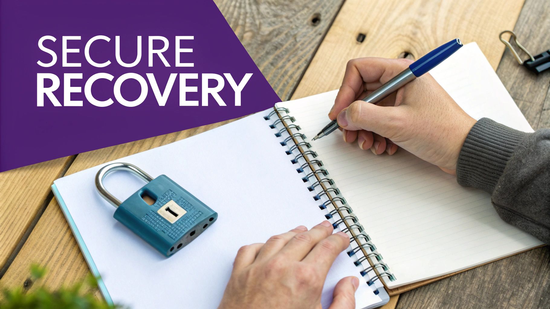 A secure vault door slightly ajar, symbolizing the protection of a Bitcoin recovery phrase