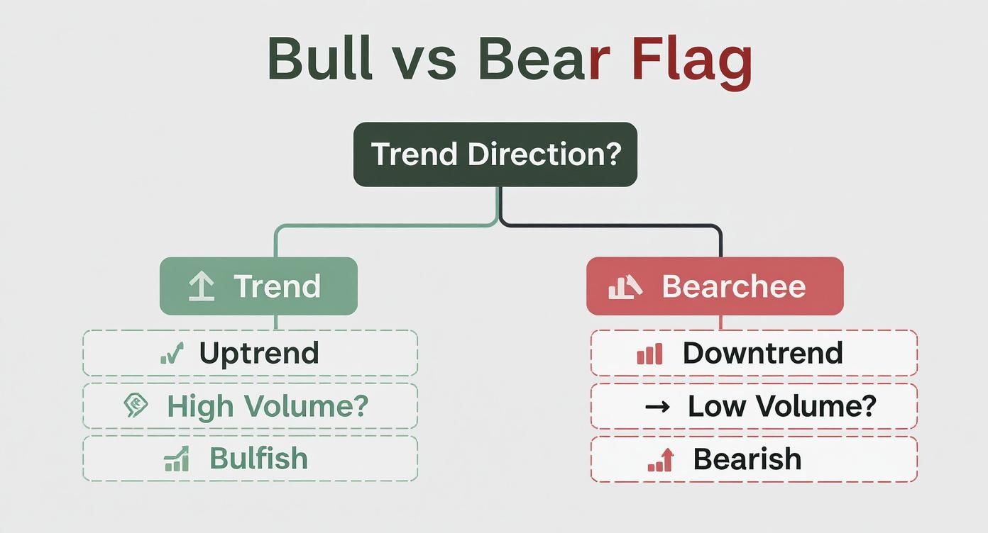 Infographic about bearish flag vs bullish flag