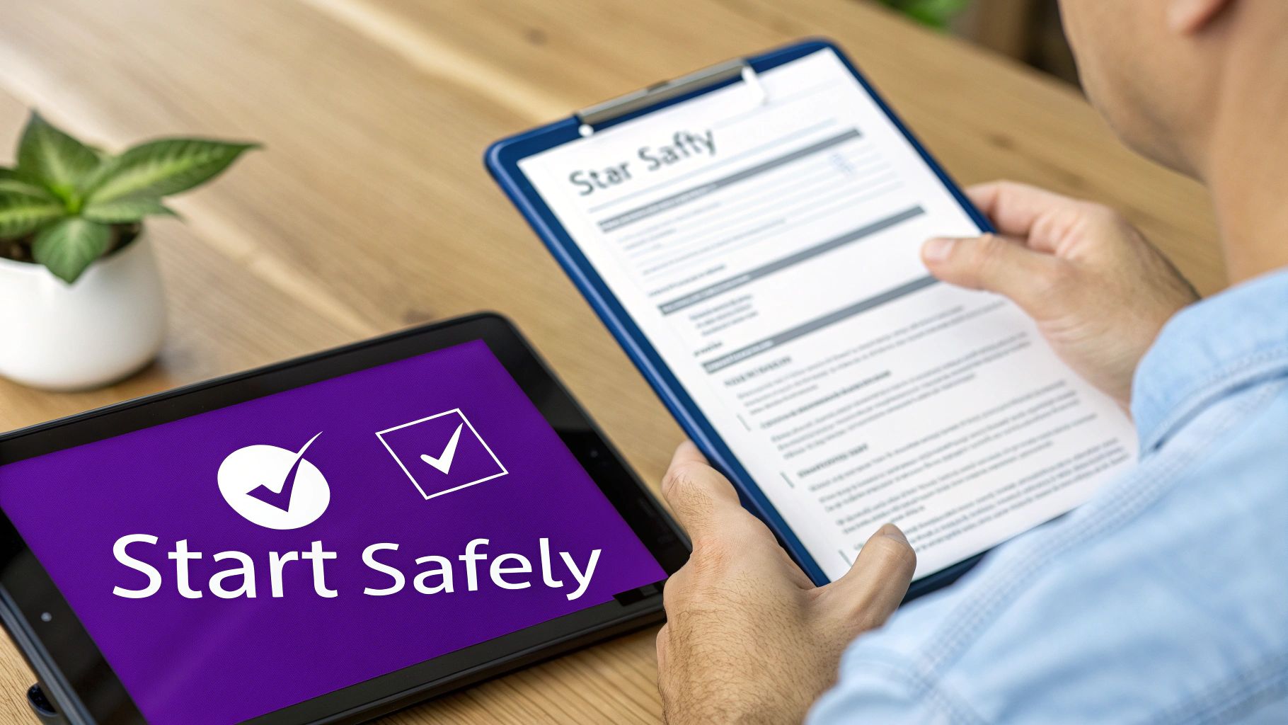 A person working on a laptop with charts and graphs, representing careful planning for trading bot use.