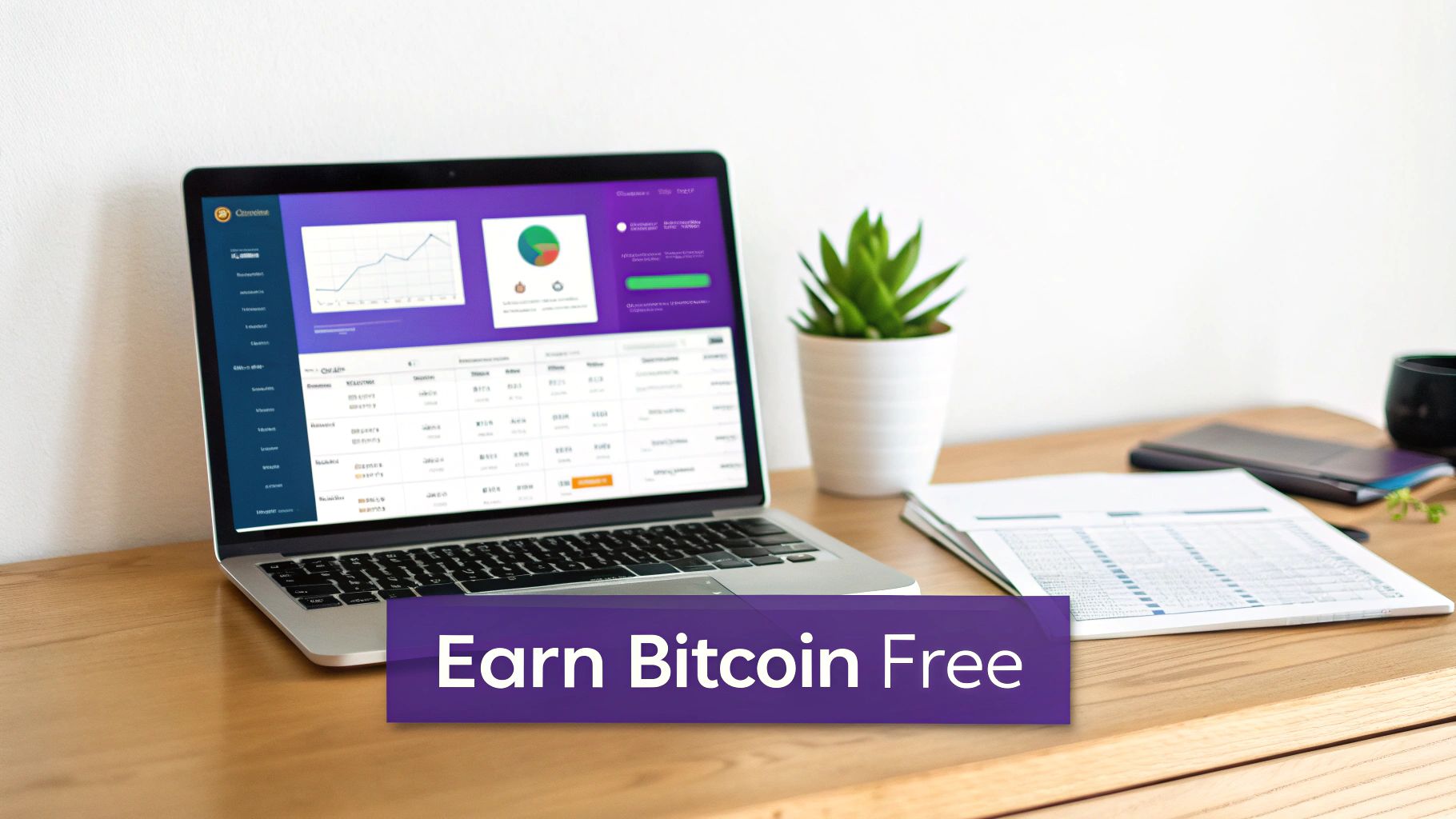 Person holding a smartphone showing a Bitcoin logo, with shopping bags in the background, illustrating earning crypto rewards