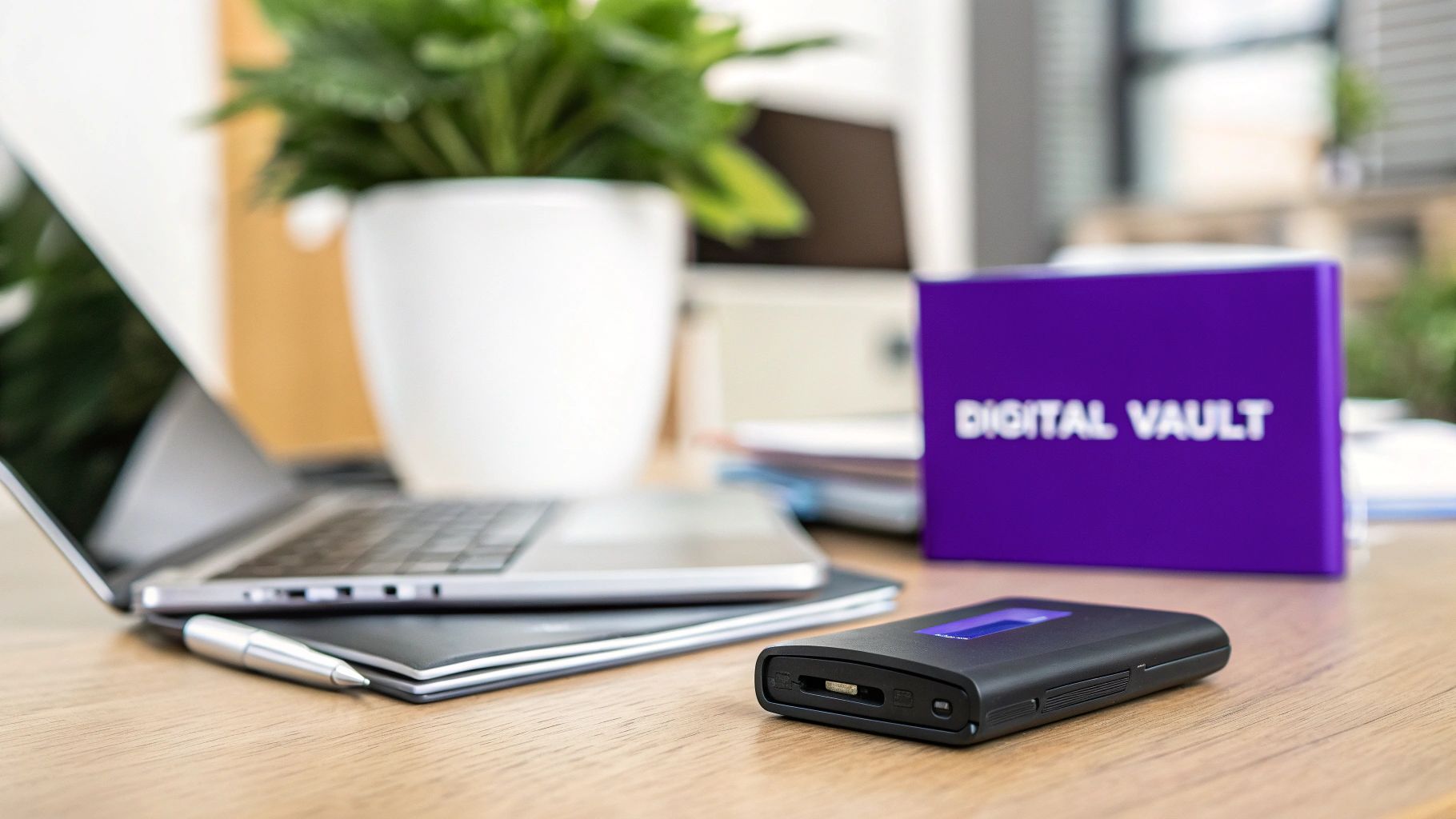 A person holding a hardware wallet device, showcasing its physical nature.