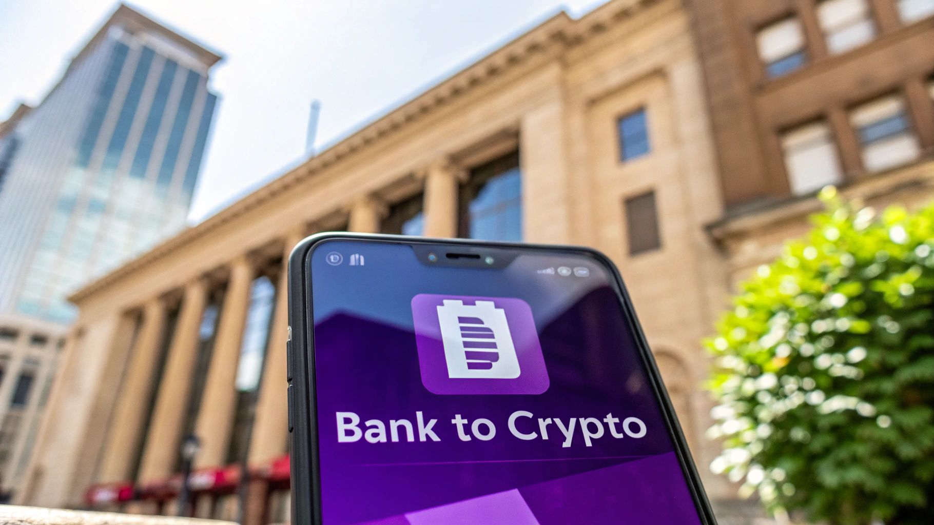 Person using a laptop and phone for online banking, symbolizing buying crypto with a bank account.