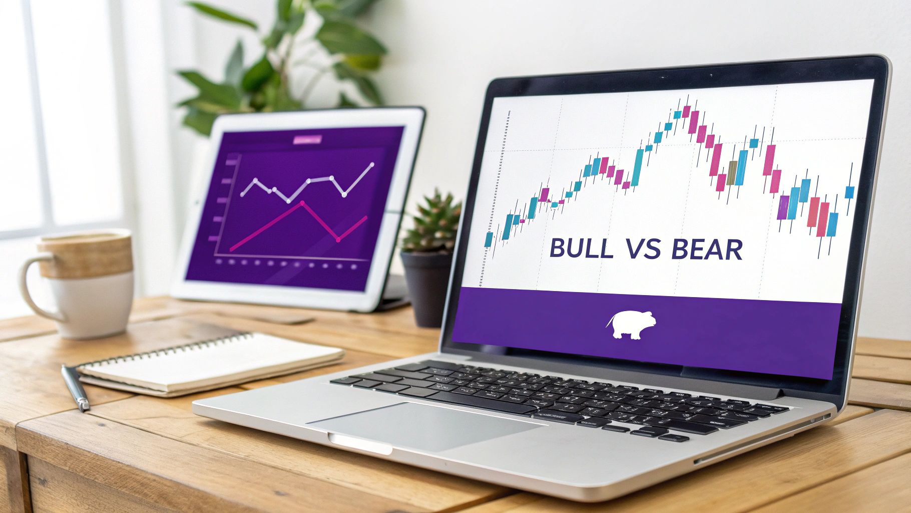 Chart showing the structure of both bullish and bearish flag patterns