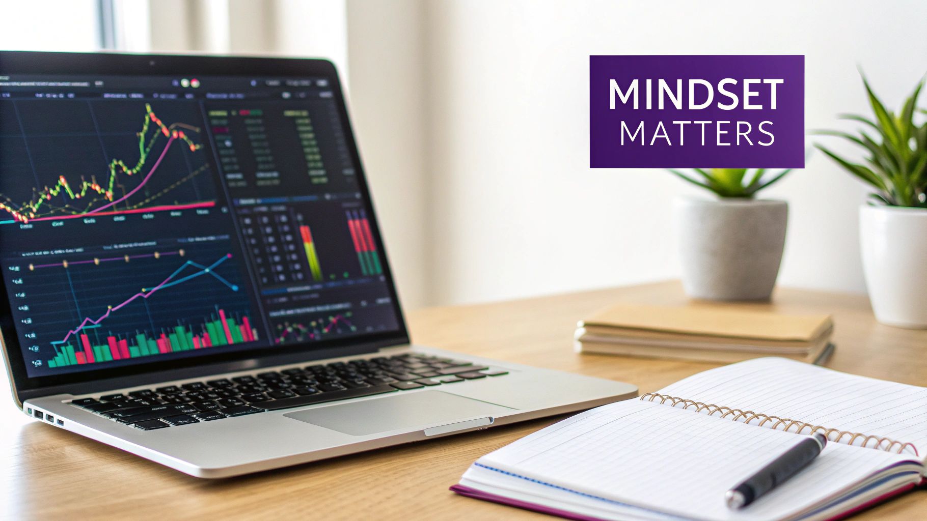 A trader analyzing crypto charts on multiple screens.