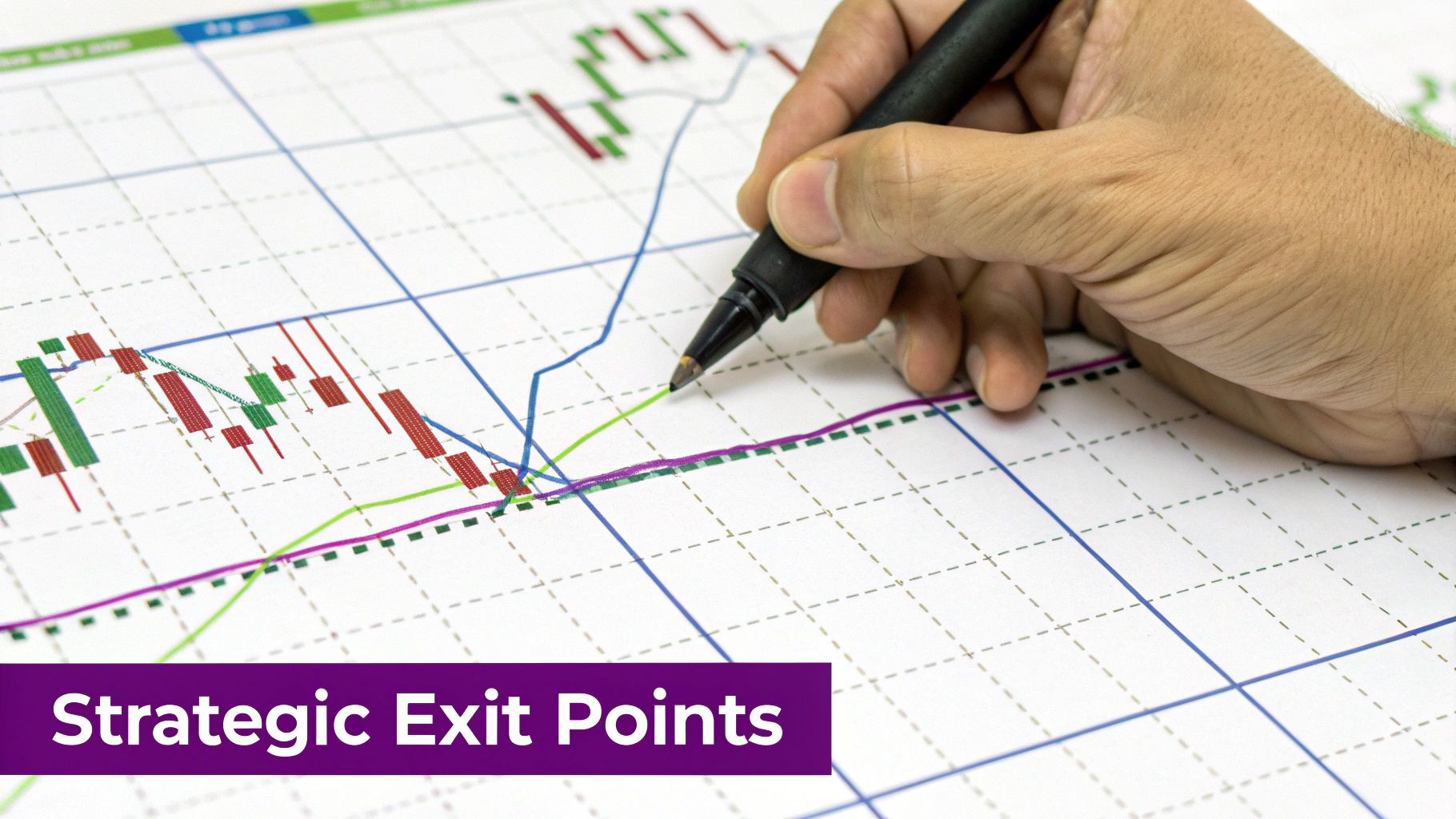 A trader analyzing crypto charts with technical indicators, illustrating strategic placement of stop loss and take profit orders.