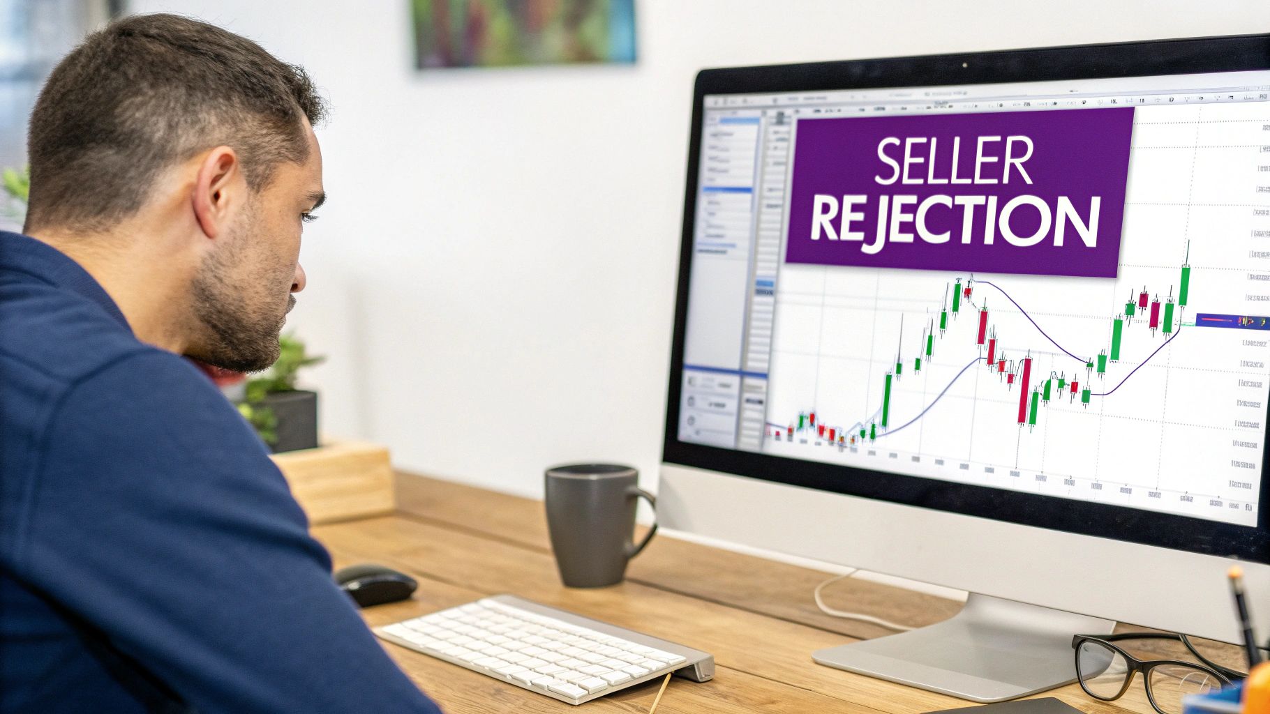 Chart showing a dramatic price rejection creating a bearish pin bar.