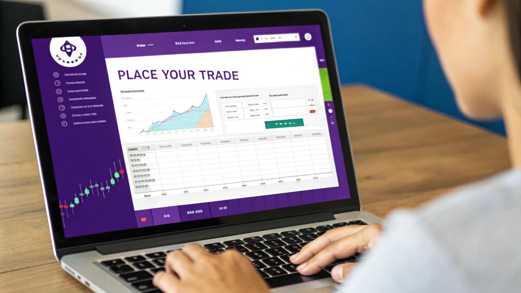 A trader executing a crypto day trade on the vTrader platform.