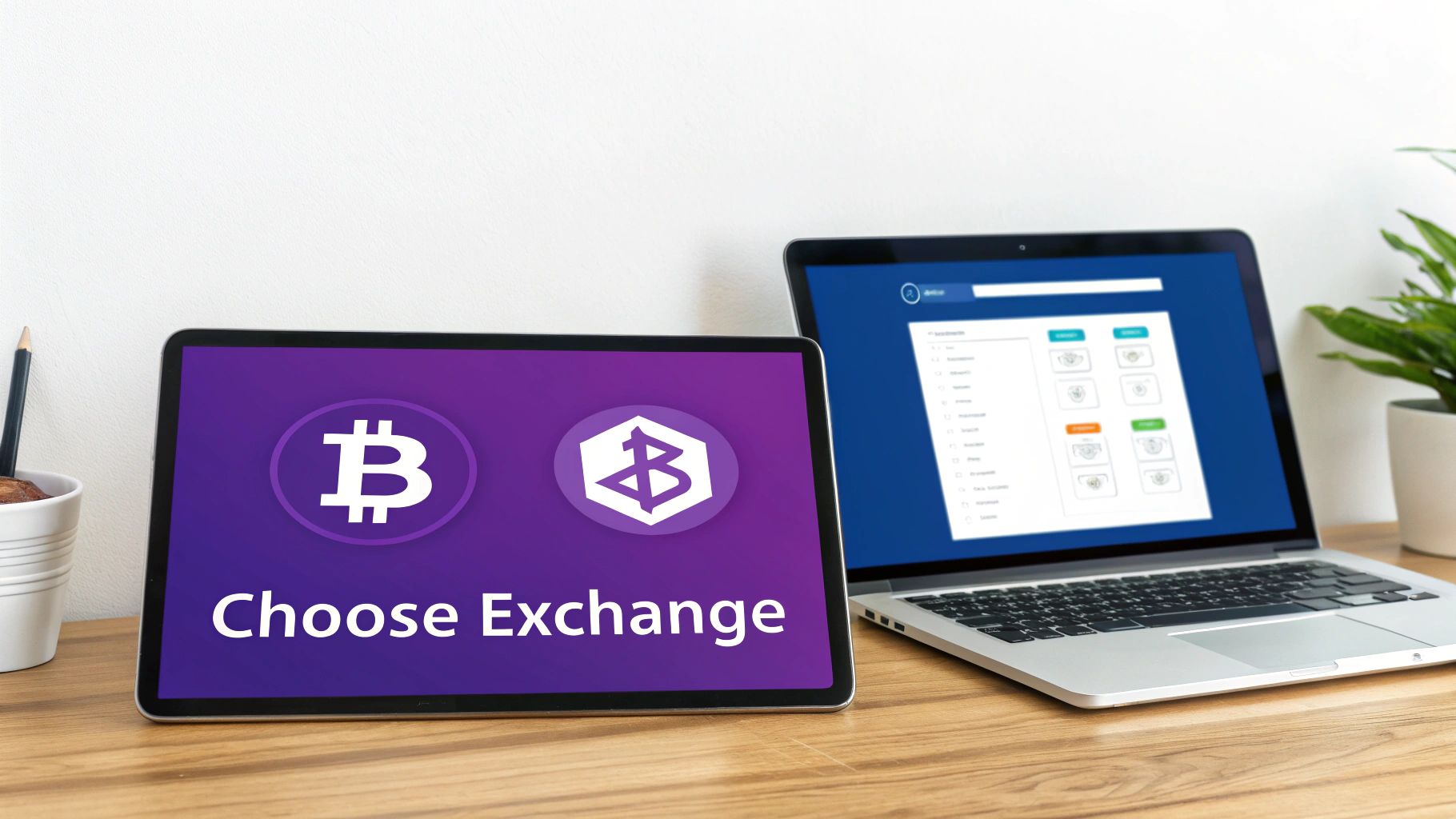 A person comparing different cryptocurrency exchange options on a laptop screen, with Tron logos visible.