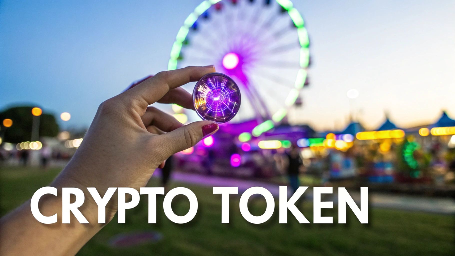 A digital illustration showing a variety of colorful crypto token icons floating above a blockchain network.