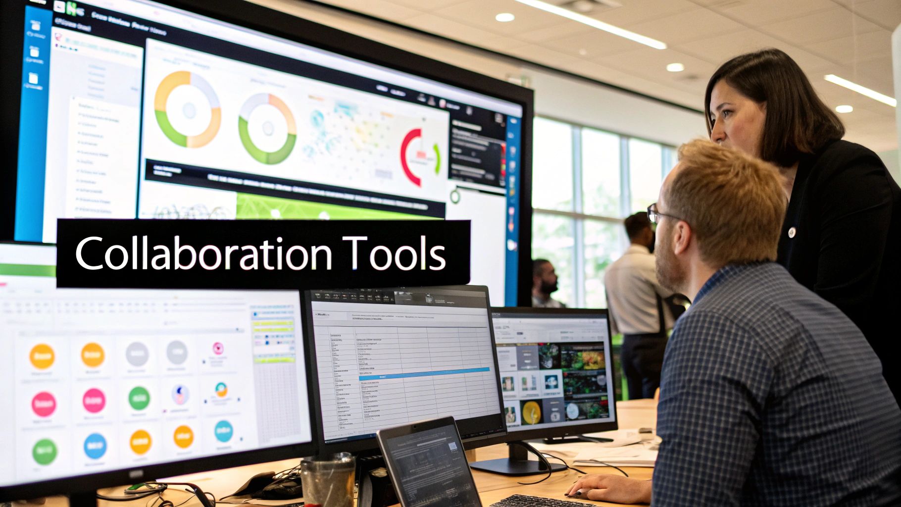 A diverse team collaborates around a table with laptops, showcasing the business advantages of co-creating AI solutions.