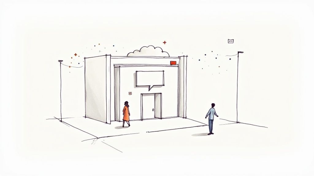 An AI chatbot interface on a smartphone, displaying a friendly conversation with a patient.