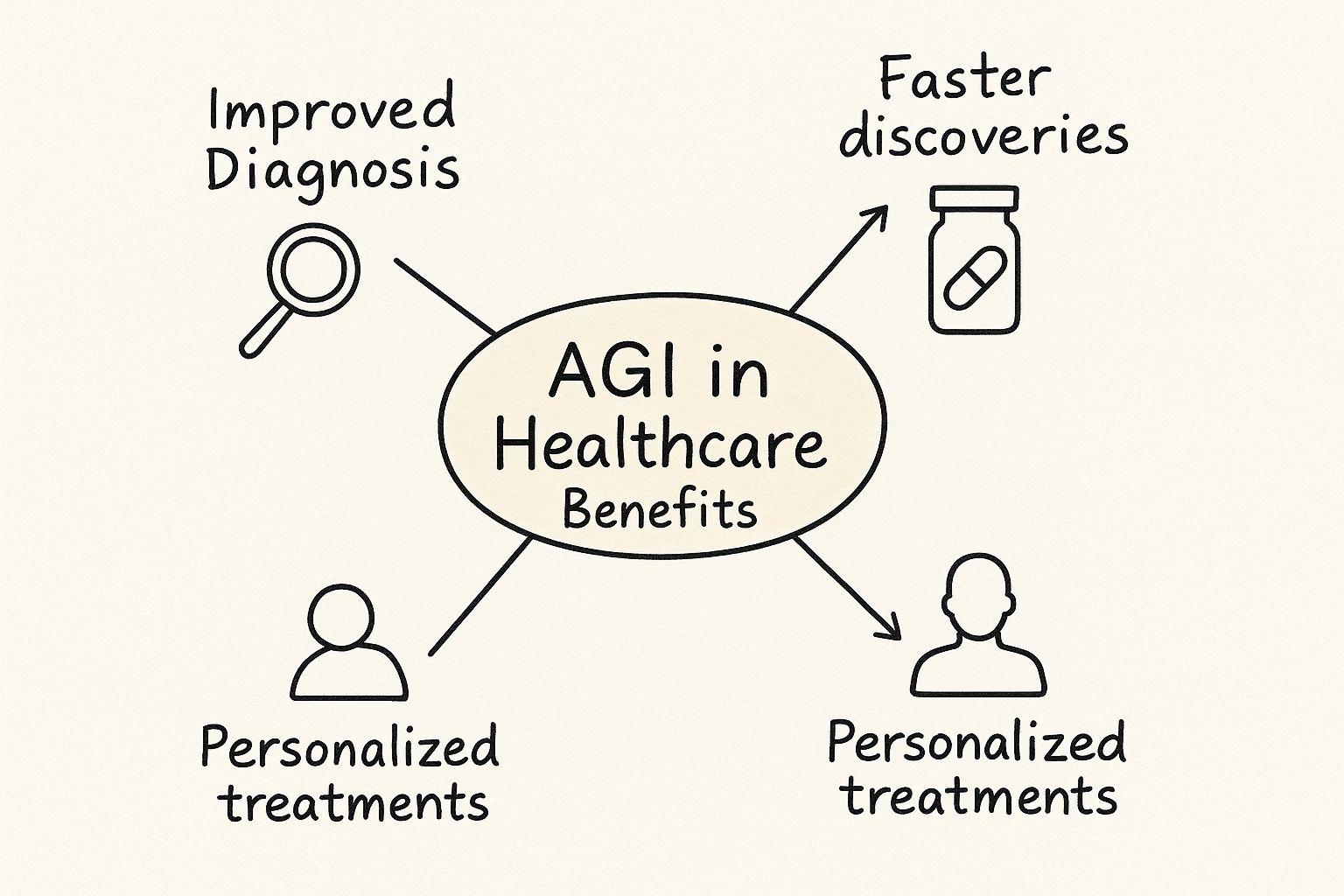 Infographic about artificial general intelligence in healthcare