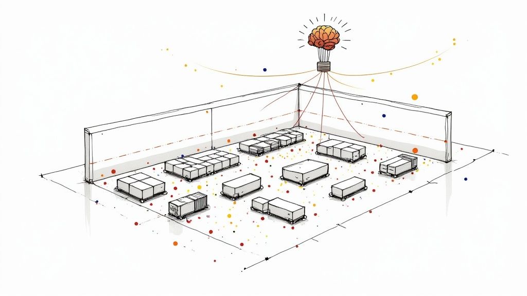 An AI-powered dashboard showing predictive analytics and inventory optimization data.