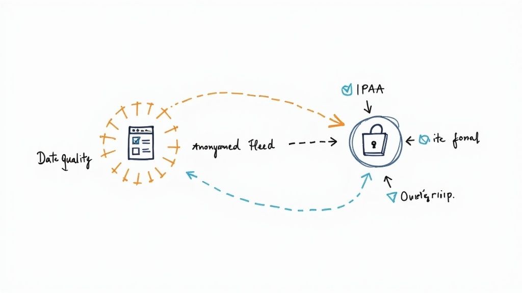 A visual representation of data organization and security, symbolizing a strong governance framework.
