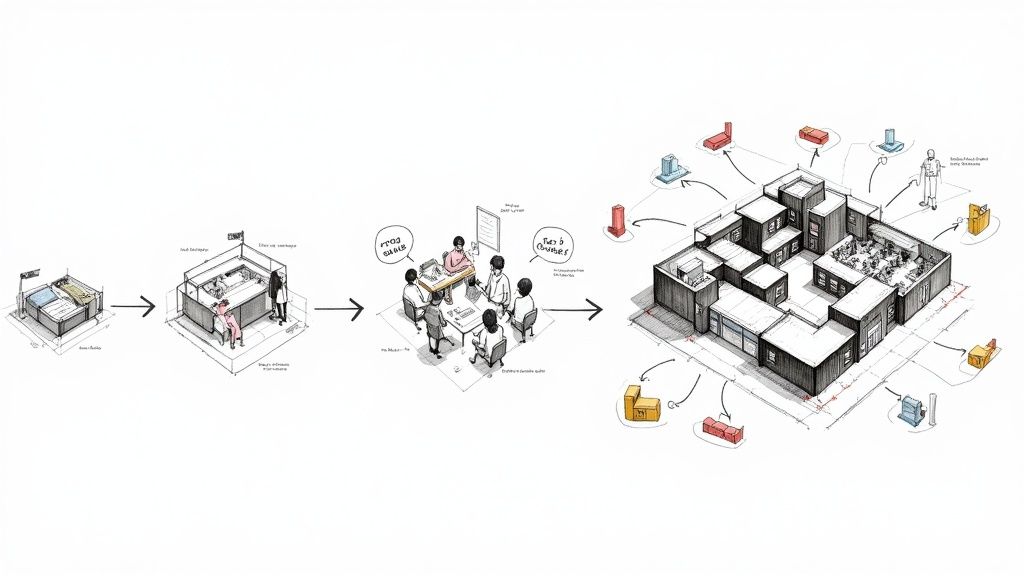 A female doctor reviews a patient's chart on a tablet, with AI-driven analytics overlaid on the screen.