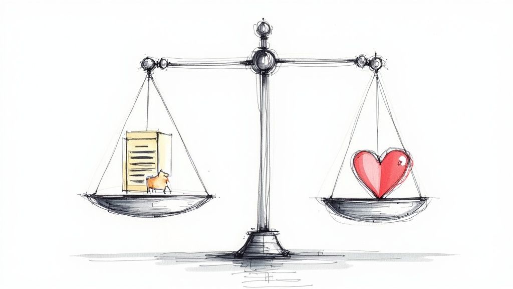 A diagram showing interconnected roadblocks like data privacy, bias, integration, and regulation, leading towards a successful AI implementation.
