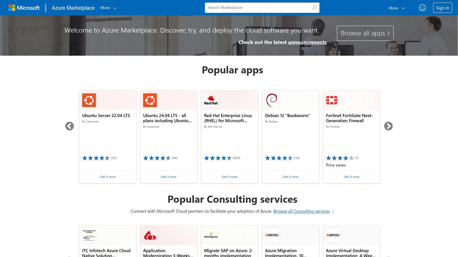 Azure Marketplace (Microsoft commercial marketplace) — AI + Machine Learning