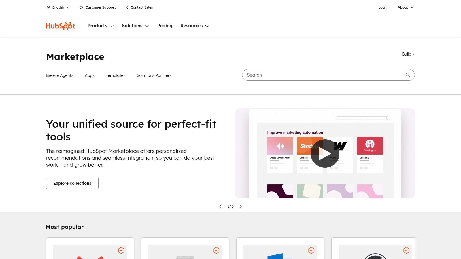 HubSpot App Marketplace (AI integrations for CRM, marketing, sales, service)