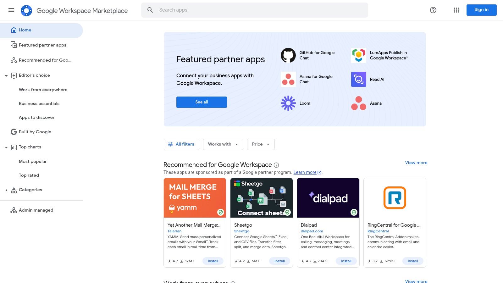 Google Workspace Marketplace — AI add-ons for Docs/Sheets/Slides/Gmail
