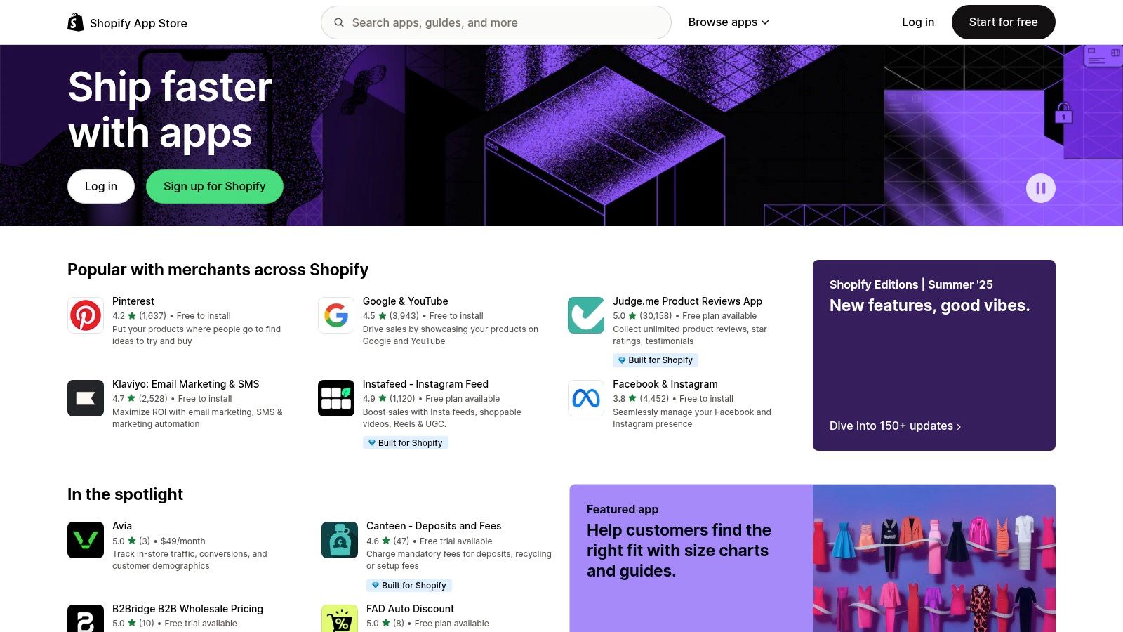 Shopify App Store (AI for eCommerce SMBs)