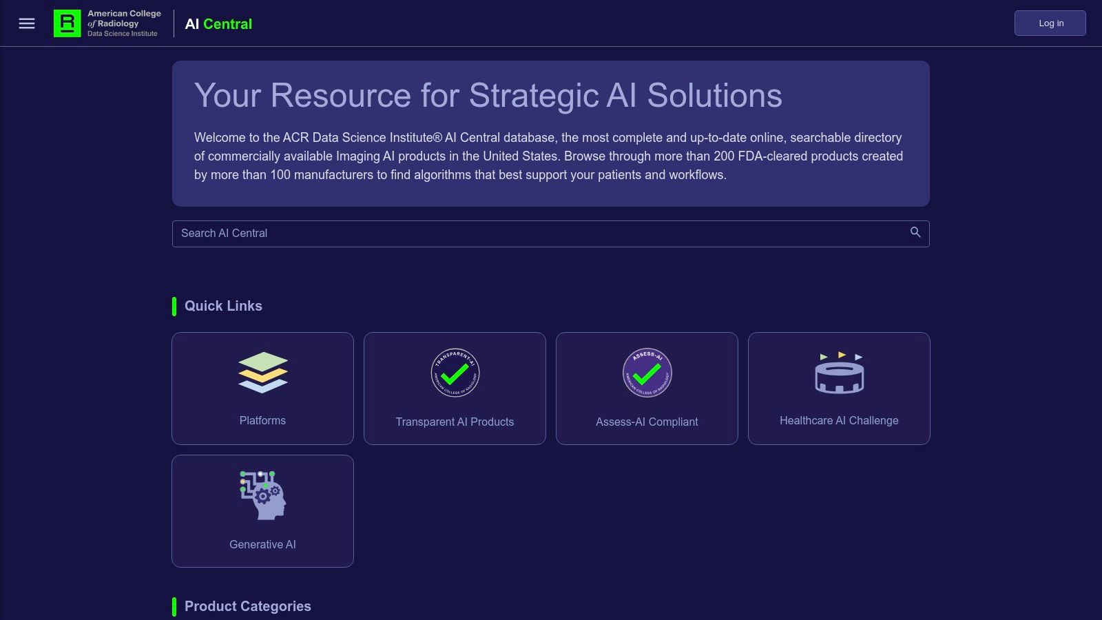 ACR Data Science Institute – AI Central (FDA-cleared Imaging AI directory)