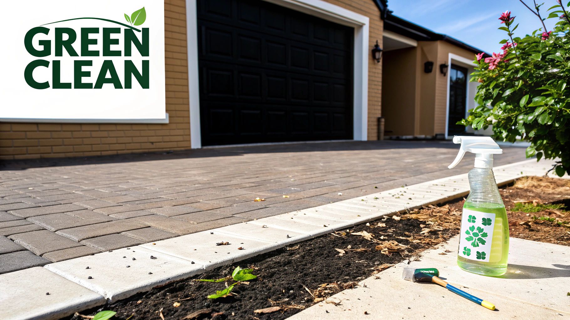 Microscopic view of eco-friendly microbes cleaning an oil stain on concrete.