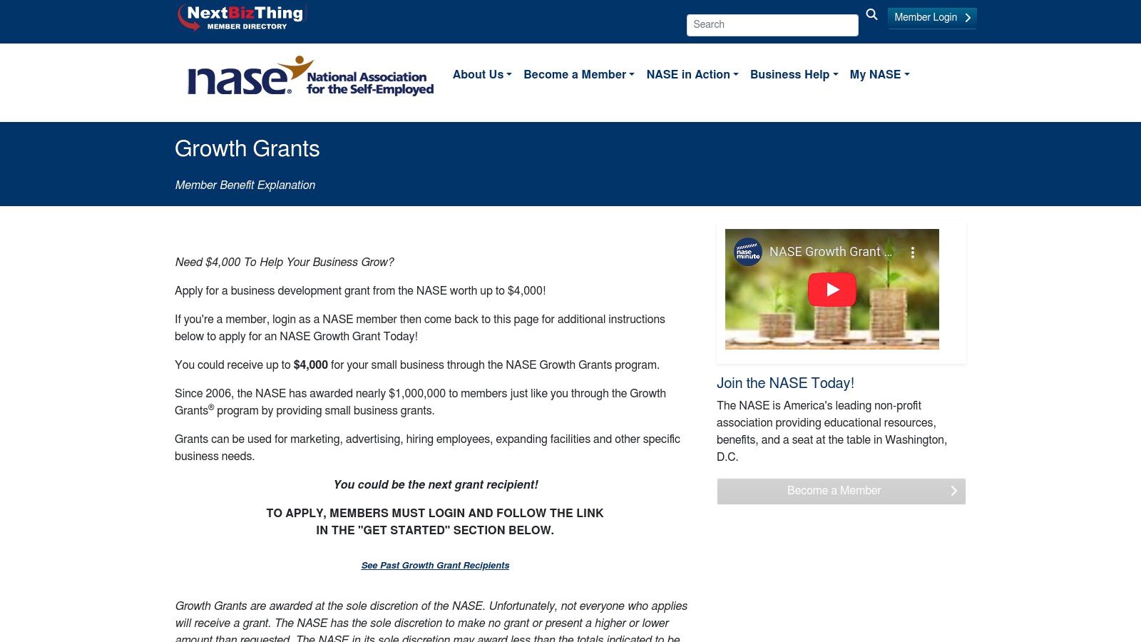 National Association for the Self-Employed (NASE) – Growth Grants