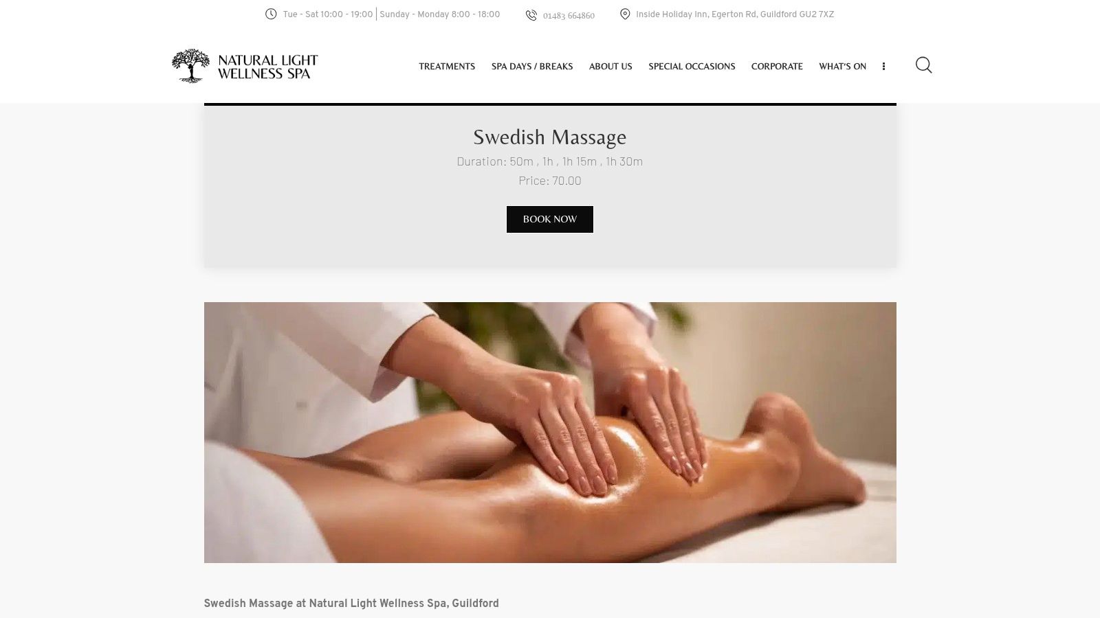 Swedish Massage | Natural Light Surrey