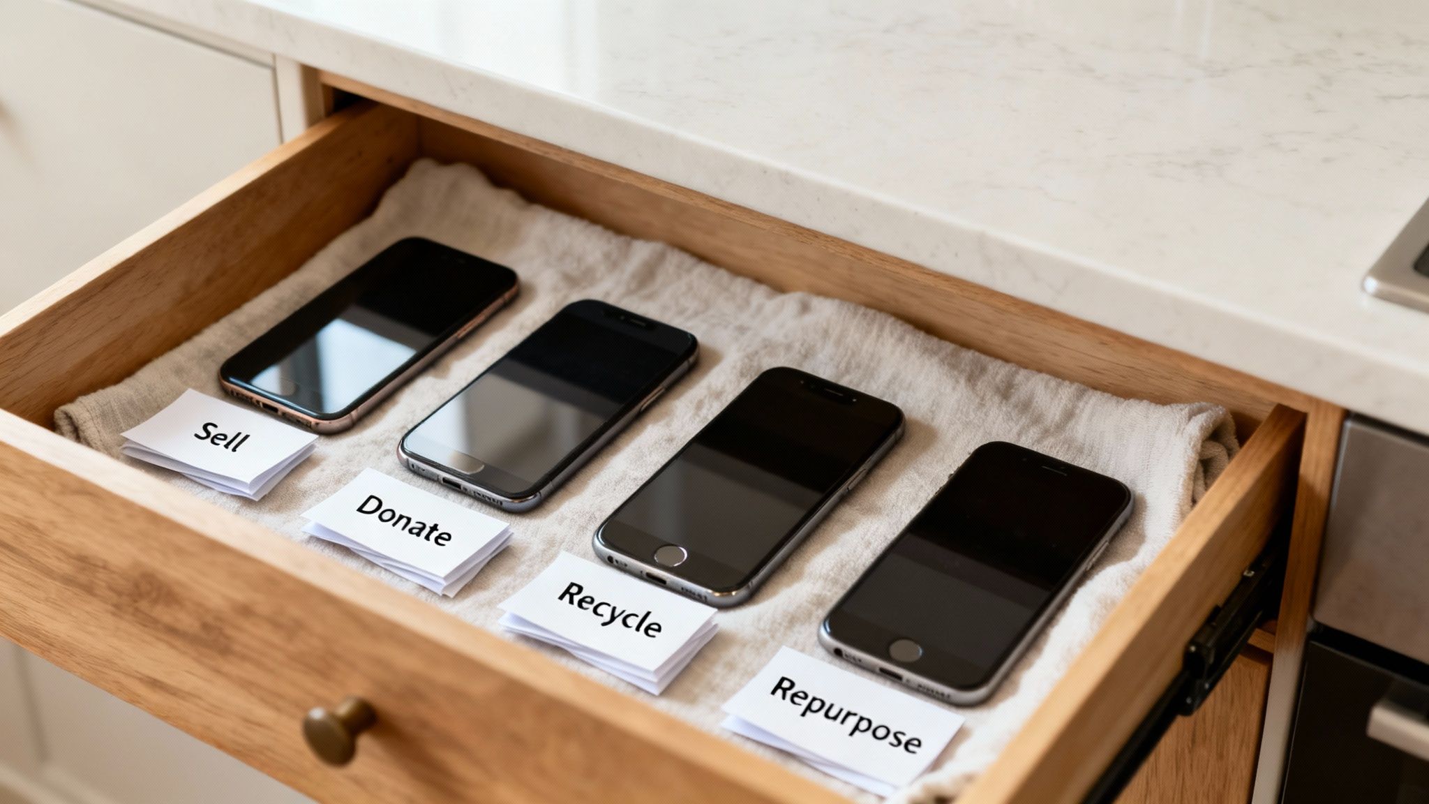 Image of old phones laid out