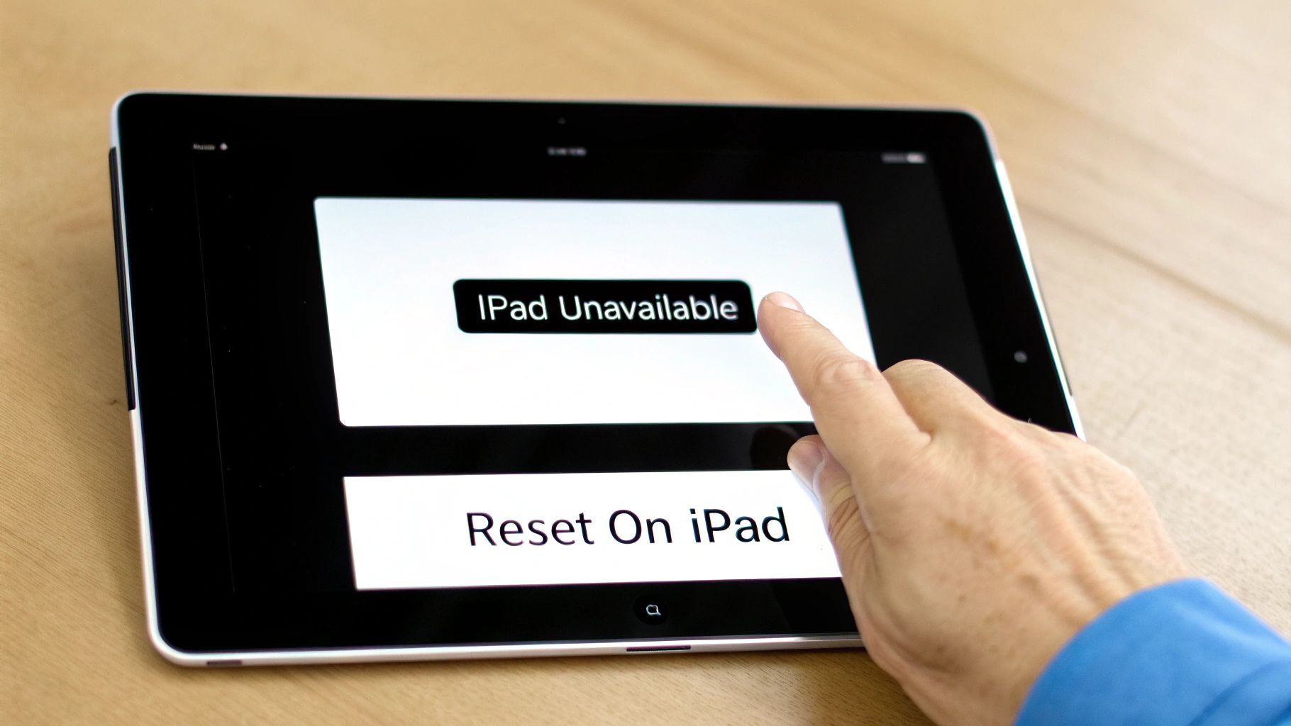 An iPad showing the 'Security Lockout' screen with an 'Erase iPad' option in the corner.