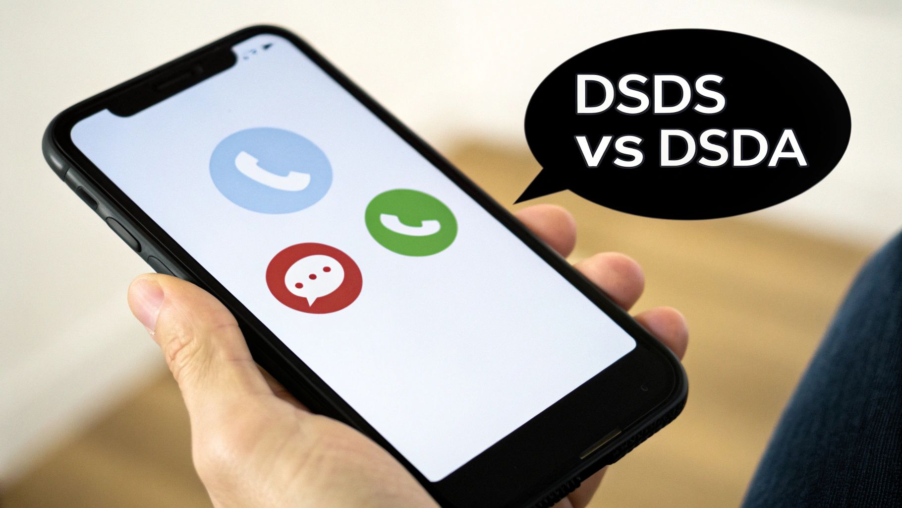 A close-up of a smartphone screen showing options for two different SIM cards.